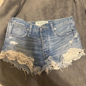 Abercrombie & Fitch Lace Denim Shorts